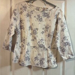 GAP White and Blue Floral Top